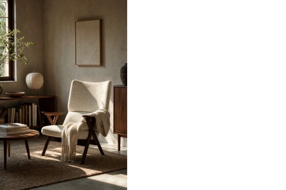 Image 1 of Poltrona alta vintage in teak e tessuto bouclé bianco, stile moderno norvegese di metà secolo, anni '60.