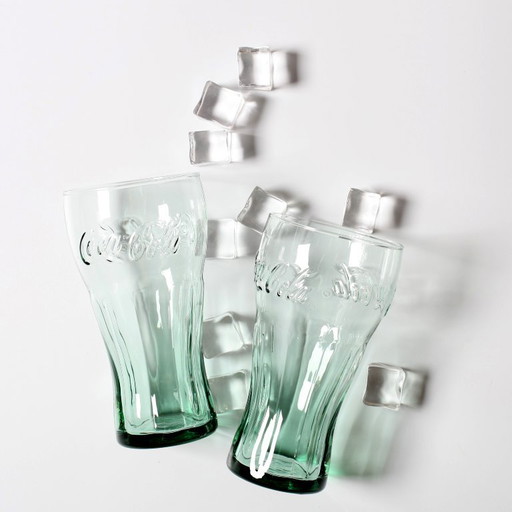 Set van 2 Klassieke Georgia Green Glazen Coca-Cola 400 ml / Jaren 80