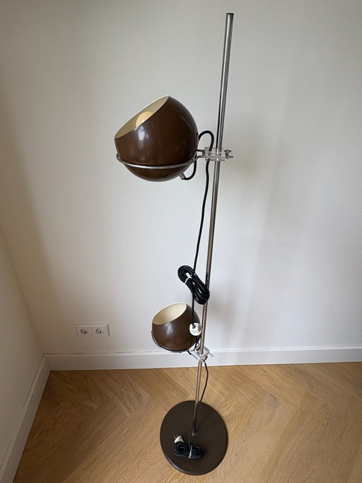 Vintage GEPO 300A vloerlamp - bruin / Chrome