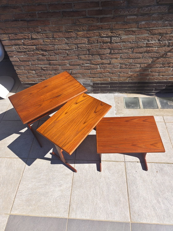 Image 1 of Tables gigognes vintage en teck Kai Kristiansen, modèle VM143, des années 1960