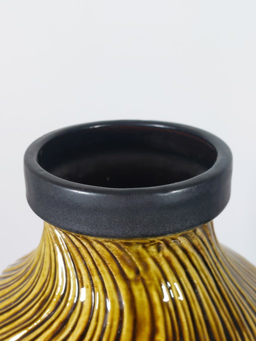 Grosse gelbe Vintage Vase Carstens Keramik Tönnieshof Westdeutschland 1970er
