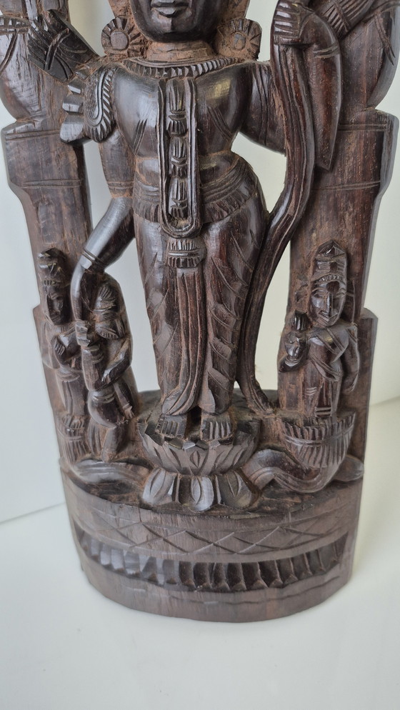 Image 1 of Hindu gods: Rama, Hanuman, Manasa, carved wooden figures