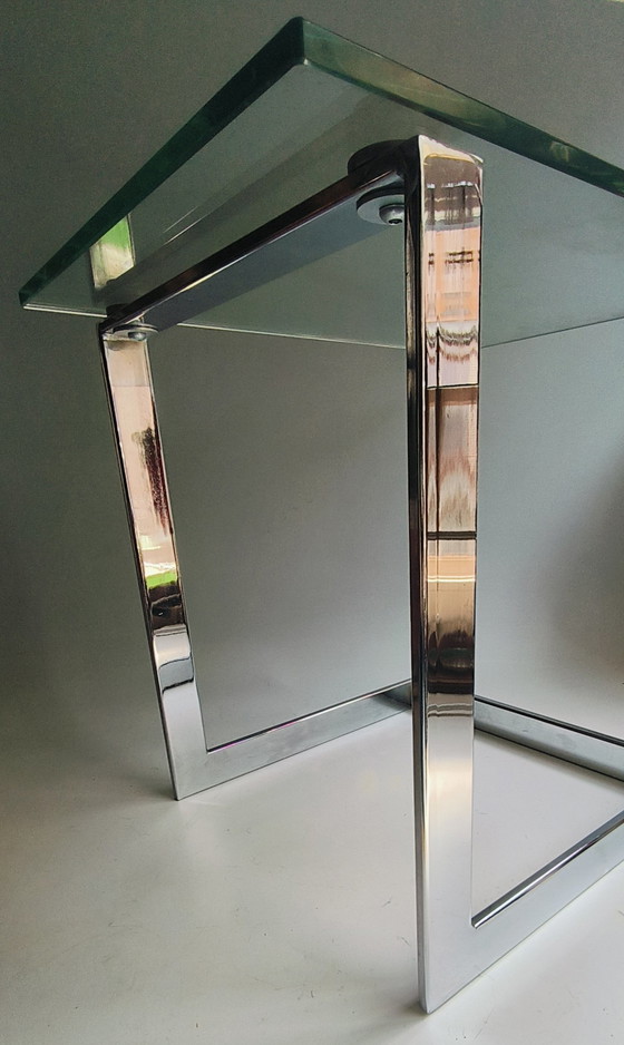 Image 1 of Table d'appoint moderne en verre Gerba verre chromé