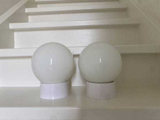 Set of 2 Wintop Vintage Globe Lamps – 60s/70s - Space Age – plafondlampen, Plastic, Glass