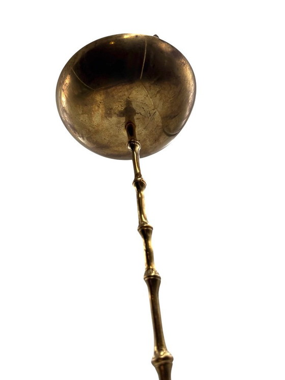 Image 1 of Hollywood regency bamboo shape brass floor ashtray, Maison Bagues France, 1970s