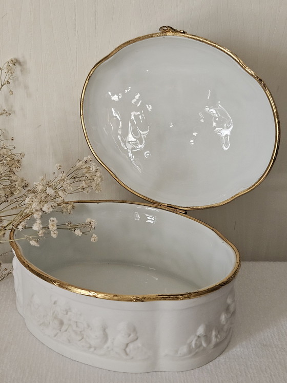 Image 1 of 20th century Limoges porcelain bisque jewelry box