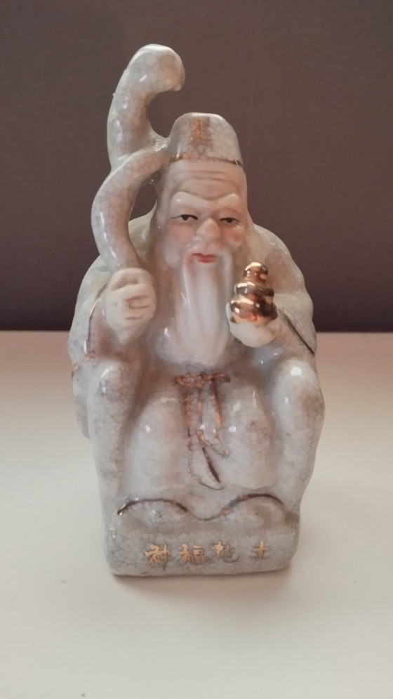 Image 1 of Mid-Century Chinoiserie Crackle-Glaze Shouxing – God of Longevity (11cm)