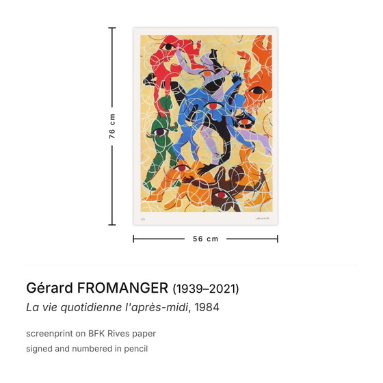 Image 1 of Gérard FROMANGER Vita quotidiana nel pomeriggio Serigrafia firmata 1984