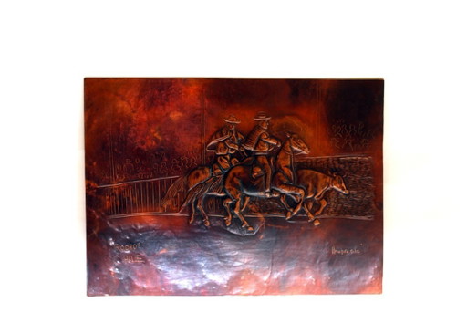 GEROOSTERDE KOPERPLAAT – wanddecoratie, Wood, Copper
