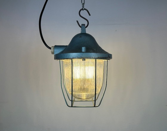 Image 1 of Blaue Industriebunkerleuchte von Polam Gdansk, 1970er Jahre