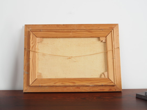 Image 1 of Peinture "Le moulin à vent au-dessus de la marina", design scandinave, années 1970