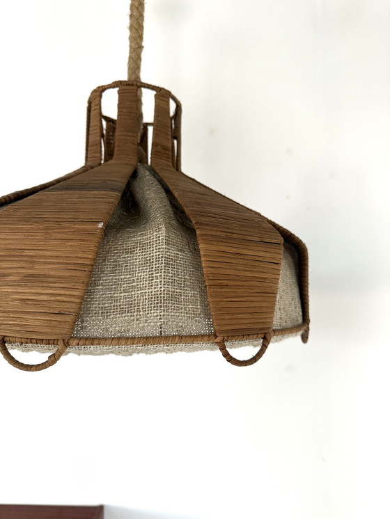 Image 1 of Vintage hanglamp in wol & riet ‘60