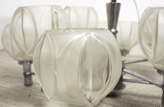 Sputnik Chandelier 8 Light Mid Century Chrome Faceted Glass Globes Ceiling Lamp Space Age Atomic – Metal (photo 5 of 52)