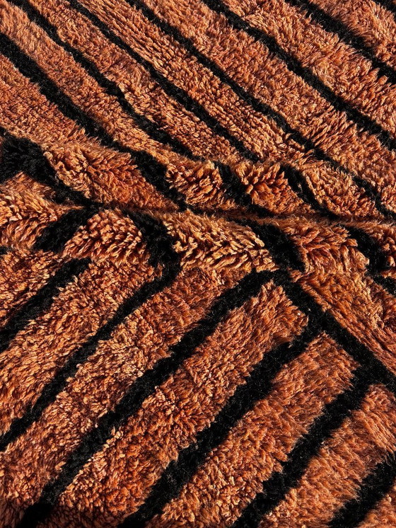 Image 1 of Alfombra marroquí Mrirt hecha a mano, 210 x 300 cm, de lana marrón, con diseño bereber.