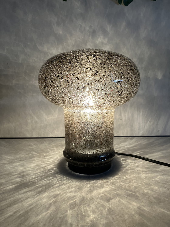 Image 1 of Peil und Putzler Vintage Bubble Glass Mushroom Table Lamp Black