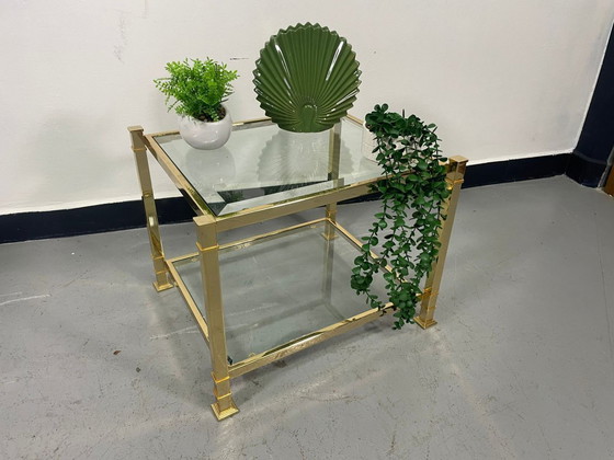 Image 1 of Vintage Brass & Glass Coffee Table 1970s Europe