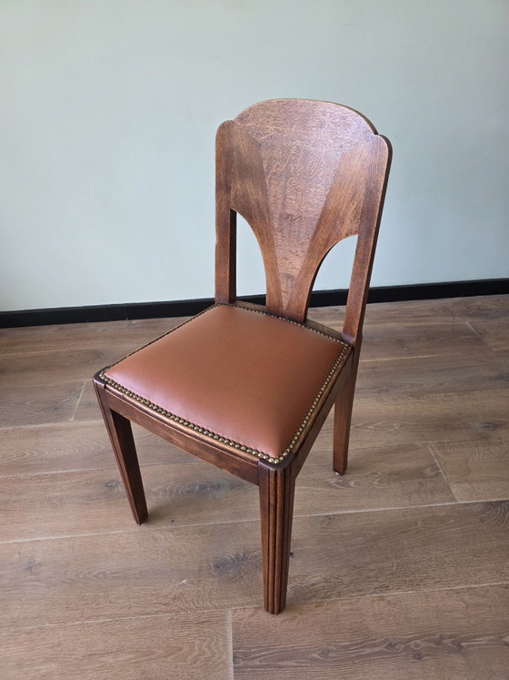 Image 1 of Set Van 6 Amsterdamse School Eetkamerstoelen | Jaren 20
