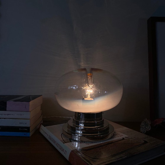 Image 1 of Vintage Murano glass lamp by Mazzega and chromed metal