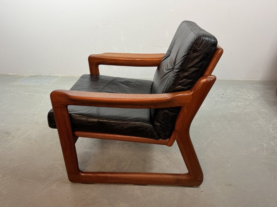 Image 1 of Set of 2 Mid-Century Design Komfort Solid Teak Wooden Lounge Chairs Attributed to Sven Ellekaer for Komfort, Denmark 1970s. 