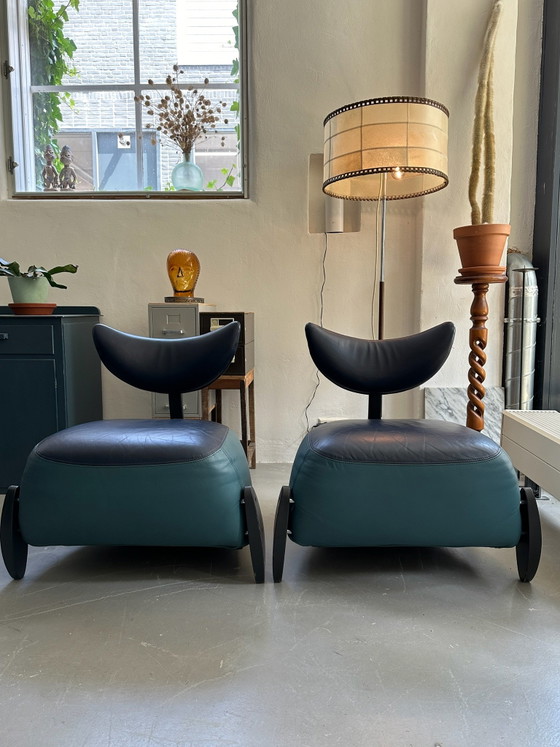 SALE: Danish design Skalma Armchairs, vintage leather easy chairs, Wood, Multi Color (photo 2 of 9)