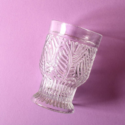 Set of 6 Mid-century Rare Pressed Glass Glasses / Libochovice / Czech Republic / 1981