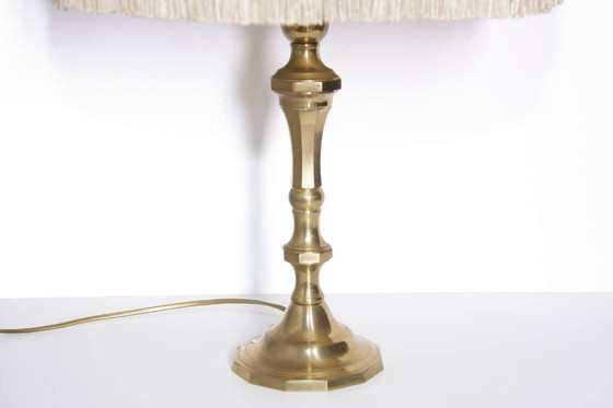 Image 1 of Lampada da tavolo in ottone massiccio con frange 72cm vintage anni '80
