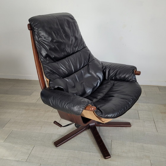 Image 1 of Göte Mobler 1960 Vintage Swivel Reclining Lounge Chair