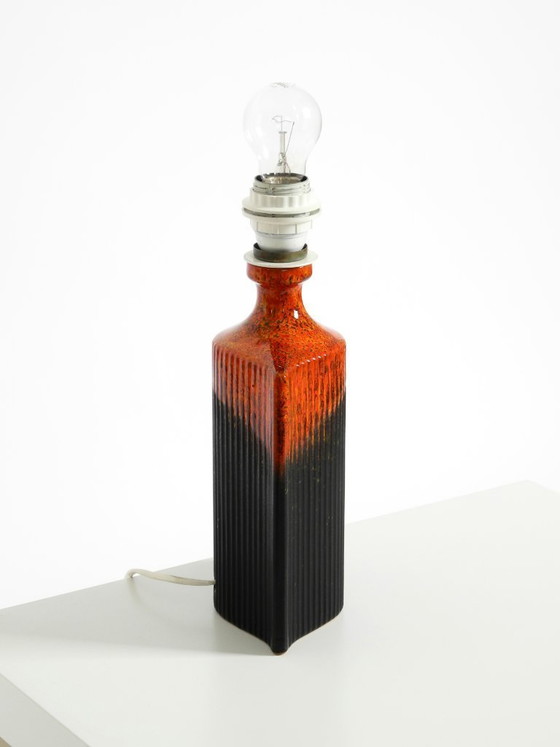 Image 1 of Unique 1960s ceramic table lamp in red and black by Kaiser Leuchten