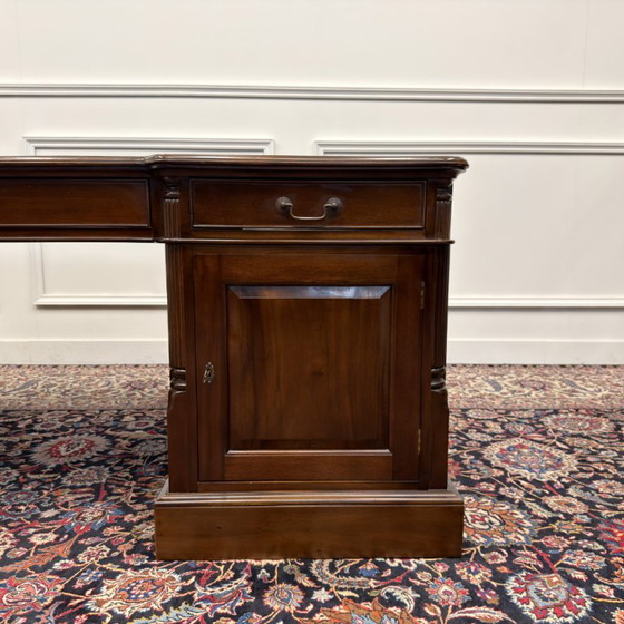 Scrivania da partner inglese classica molto grande – Scrivanie, Leather, Wood (photo 11 of 20)