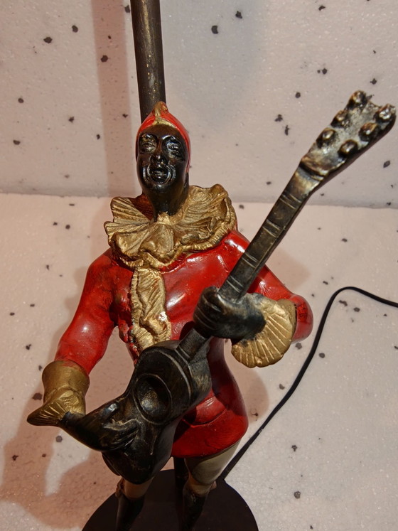 Vintage Blackamoor brass Harlequin Lamp 1920s-1930s, Table lamps, Metal, Bronze, Multi Color, Figuratief (photo 3 of 9)