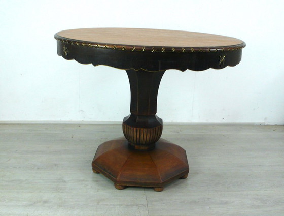 Small dining table / foyer table with central pedestal, round, antique oak, circa 1870 – Wood (photo 3 of 5)