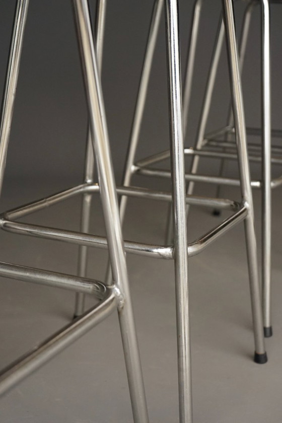 Image 1 of Sgabelli da bar attribuiti a Dal Vera per Charlotte Perriand/Les Arcs, anni '60, set di 4