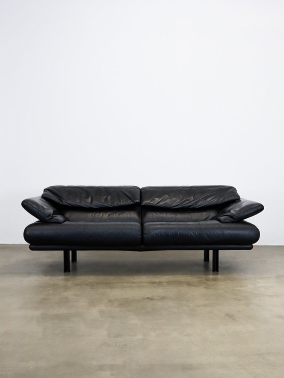 Image 1 of Vintage Alanda Sofa Black Leather 210cm by Paolo Piva for B&B Italia 1980s