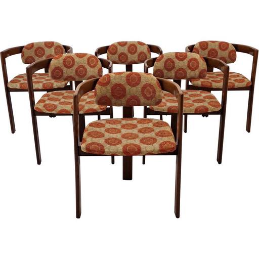 Set di 6 poltrone vintage in legno pregiato, Italia 1960