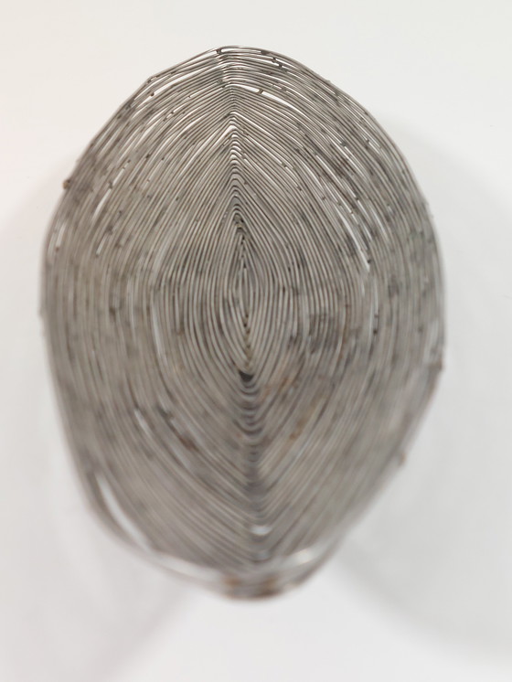 Image 1 of Cesto di frutta vintage fatto a mano di metà secolo, fruttiera, filo metallico