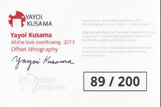 Image 1 of Offset Lithografy - genummer - incl COA - Yayoi Kusama - All the love overflowing (2013)