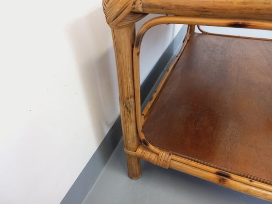 Image 1 of Table Basse Vintage en Rotin et Bois