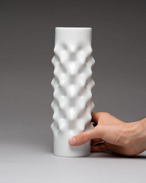 Image 1 of Vaso vintage Rosenthal Studio-Line "Vibrations" Duo Dieter Mankau argento e bianco