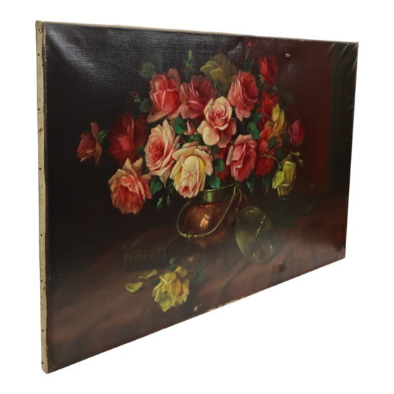 Image 1 of Large Flower Painting Still Life Roses 100x60cm