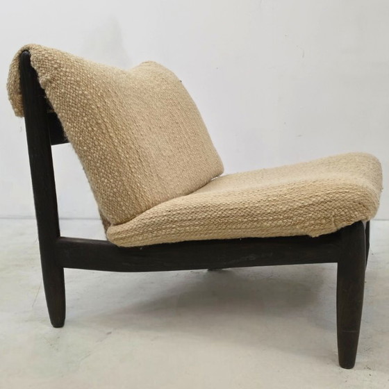 Image 1 of set van 2 fauteuil Carl Straub 60s brutalist modulair wol bekleding