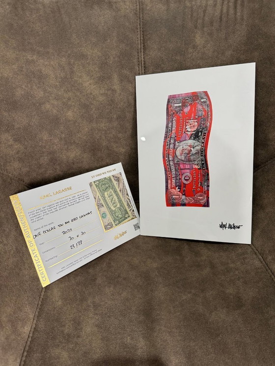 Image 1 of Karl LAGASSE - Un dollaro sulla mia tela rossa - Serigrafia d'artista