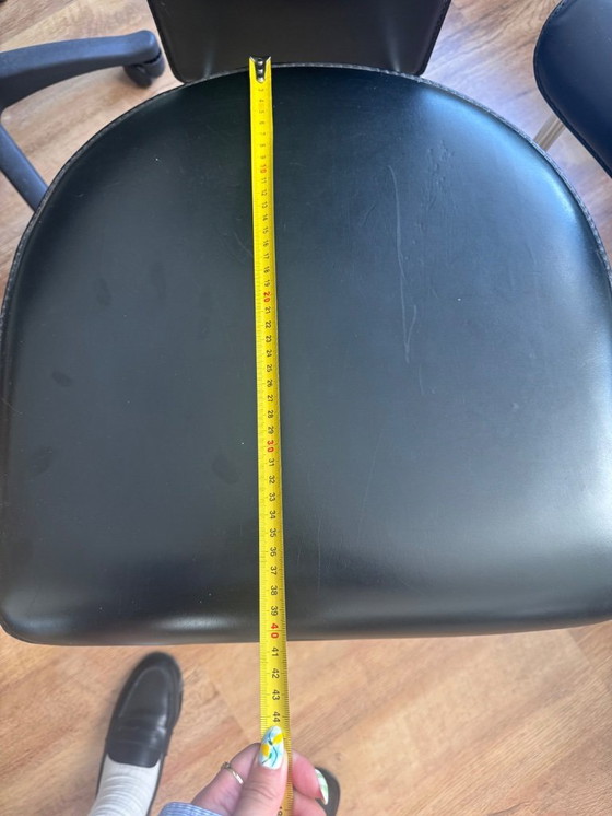 Image 1 of Dining Chairs in Black Leather by Giancarlo Vegni for Fasem, Italy, 1980s, Set of 4