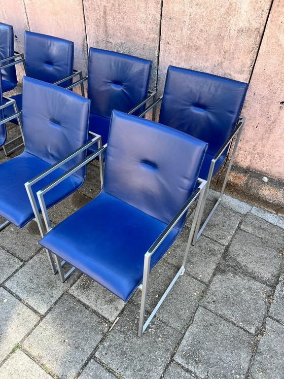 Image 1 of 8 sillas de comedor Arco Frame / Cuero azul / Burkhard Vogtherr