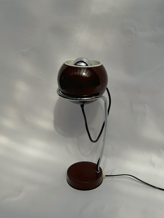 Image 1 of Vintage Brown Gepo Amsterdam Eyeball Lamp | Table Lamp 1970s Dutch Design