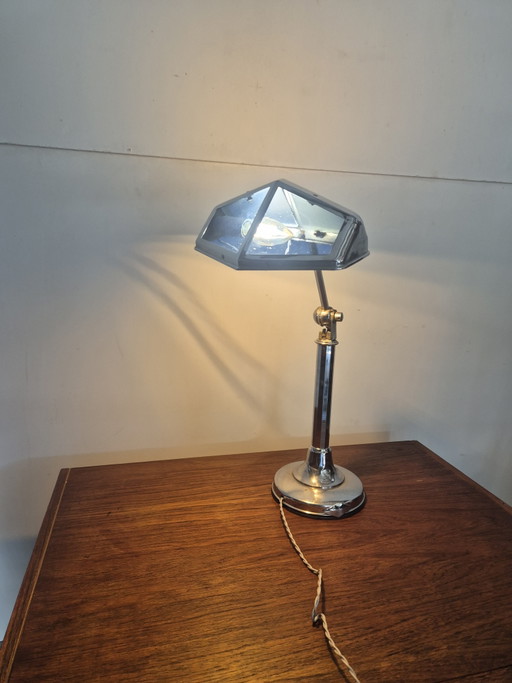 French Art Deco Desk Lamp by Pirouett 1930 – tafellampen, Metal, Glass