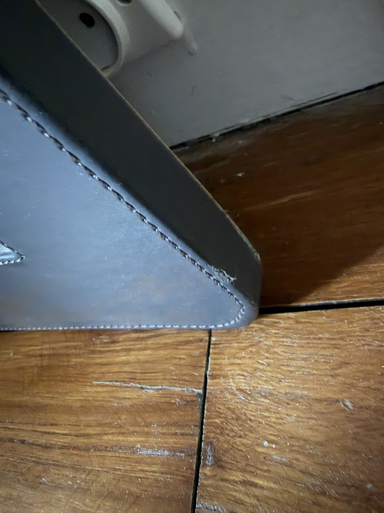 Image 1 of Large grey leather mirror
