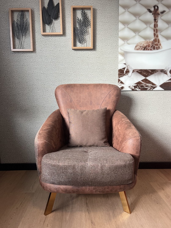 Image 1 of Fauteuil Chesterfield Dareton - Marron - Cuir