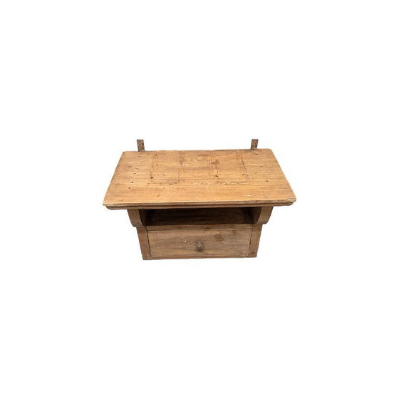 Image 1 of Vintage French wooden wall cabinet with drawer, 2nd half of the 20th century