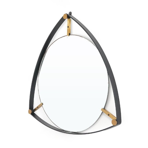 Mirror with metal and brass frame, 1950s