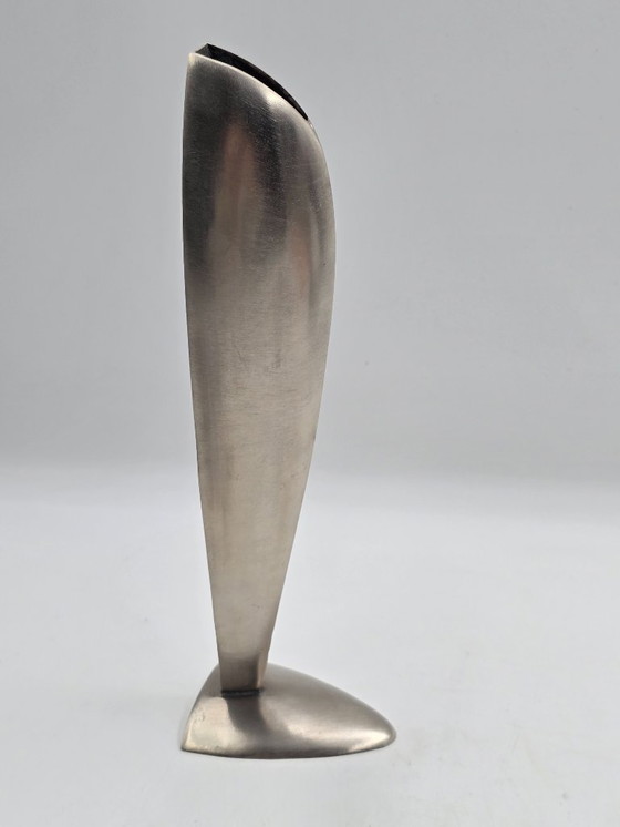 Image 1 of Vintage industriële massief RVS vaas